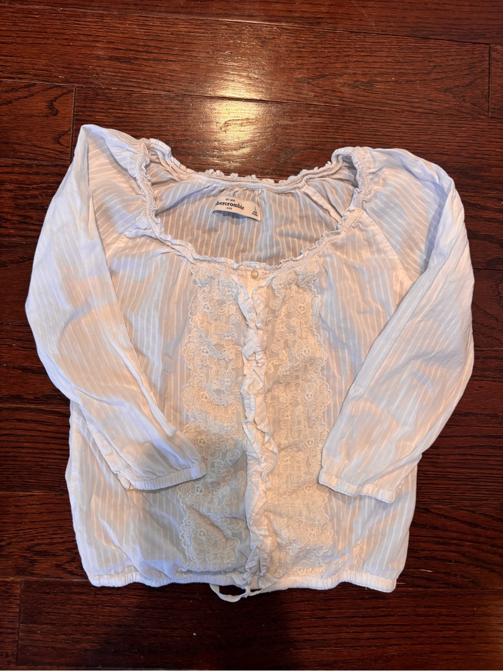 Abercrombie & Fitch Girls White Lace-Front Peasant Blouse